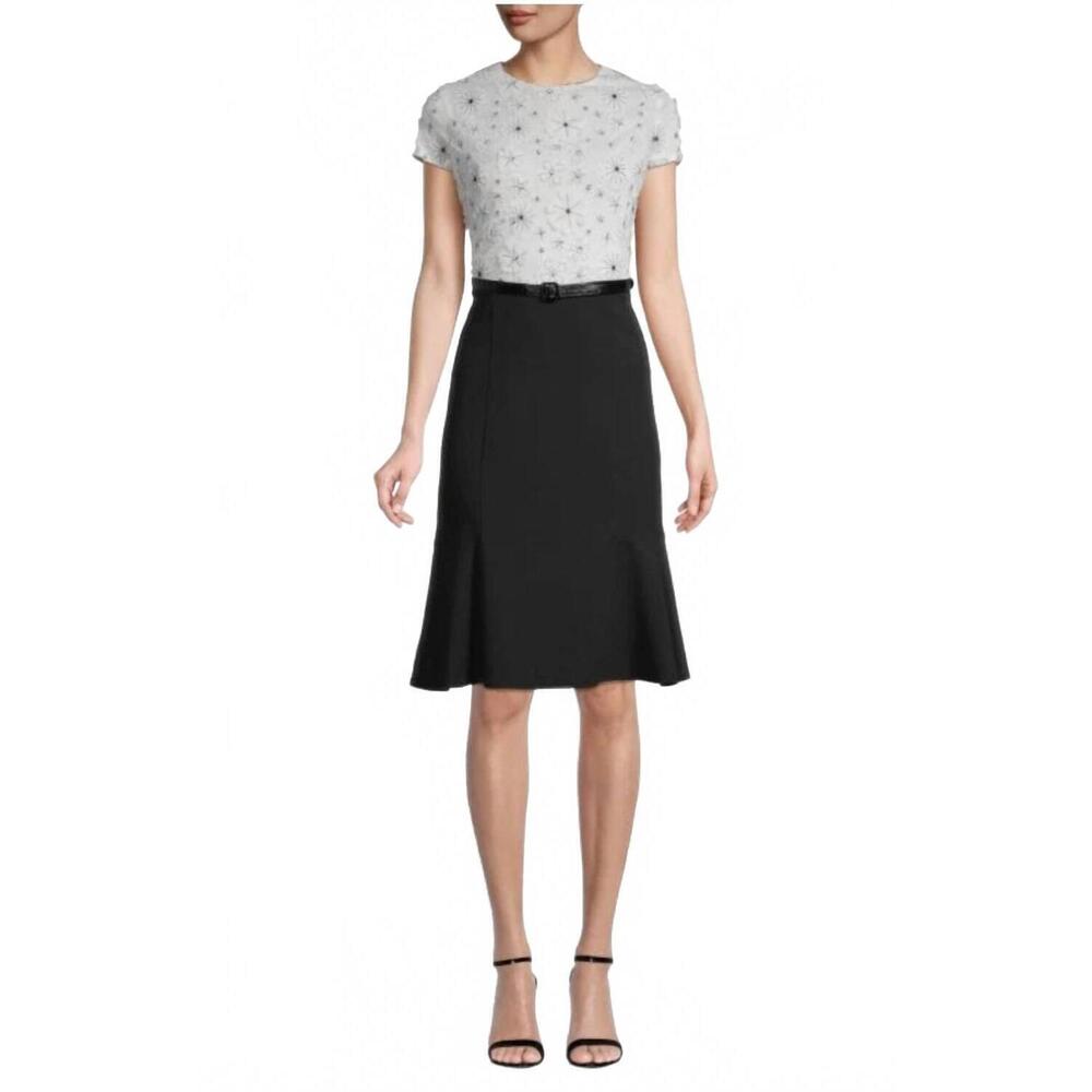 NEW KEVAN HALL appliqué floral mini dress in white